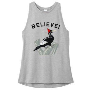 Endangered Ivory Billed Woodpecker Ladies PosiCharge Tri-Blend Wicking Tank