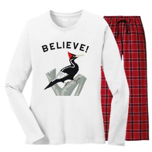 Endangered Ivory Billed Woodpecker Women's Long Sleeve Flannel Pajama Set 