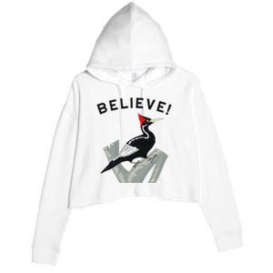 Endangered Ivory Billed Woodpecker Crop Fleece Hoodie