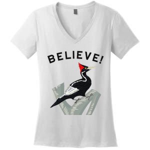 Endangered Ivory Billed Woodpecker Women's V-Neck T-Shirt