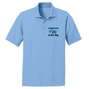 Everything Is Better In The Sky Airplane Pilot Gift PosiCharge RacerMesh Polo