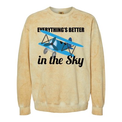 Everything Is Better In The Sky Airplane Pilot Gift Colorblast Crewneck Sweatshirt