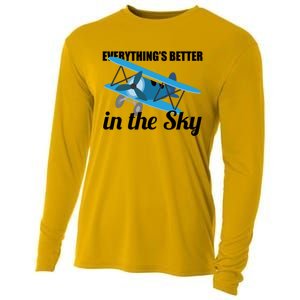 Everything Is Better In The Sky Airplane Pilot Gift Cooling Performance Long Sleeve Crew