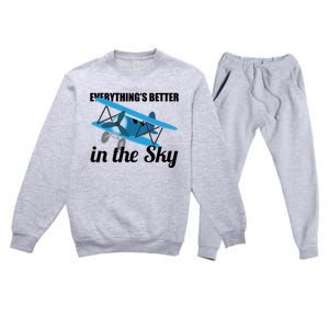 Everything Is Better In The Sky Airplane Pilot Gift Premium Crewneck Sweatsuit Set