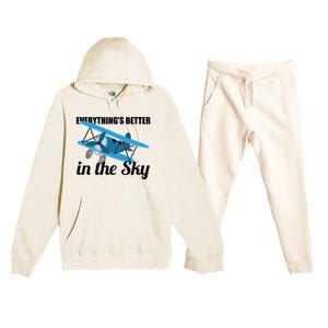 Everything Is Better In The Sky Airplane Pilot Gift Premium Hooded Sweatsuit Set