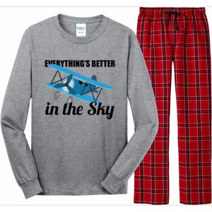 Everything Is Better In The Sky Airplane Pilot Gift Long Sleeve Pajama Set