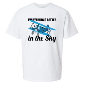 Everything Is Better In The Sky Airplane Pilot Gift Sueded Cloud Jersey T-Shirt