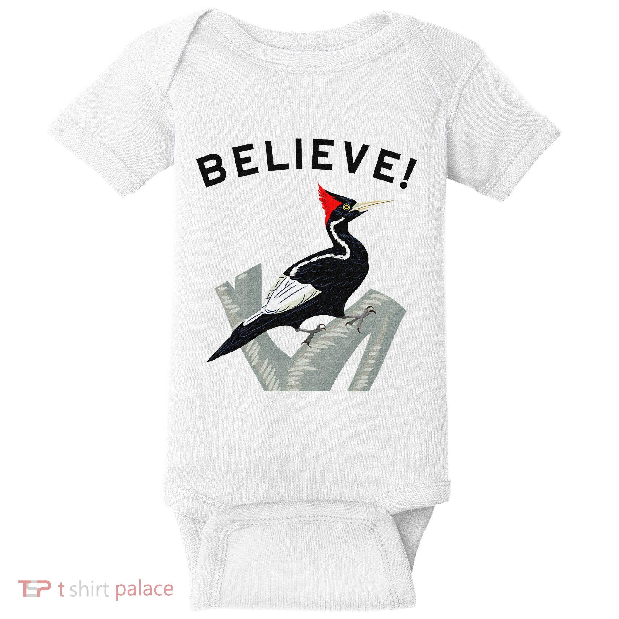 Endangered Ivory Billed Woodpecker Baby Bodysuit