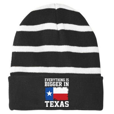 Everything Is Bigger In Texas Vintage Houston Dallas Austin Striped Beanie with Solid Band