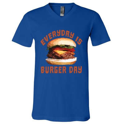 Everyday Is Burger Day Gift Funny Meat Bbq Gift V-Neck T-Shirt