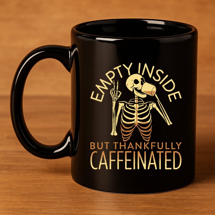 Empty Inside But Thankfully Caffeinated 11oz C Handle Ceramic Mug