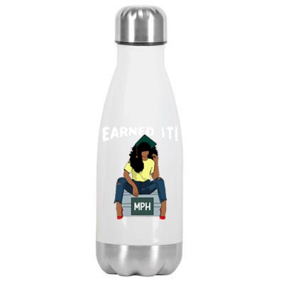 Earned It Black Educated Mph Master Of Public Health Grad Great Gift Stainless Steel Insulated Water Bottle