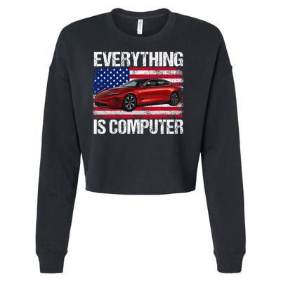 Everything Is Computer US flag Trump Everythings Computer Cropped Pullover Crew