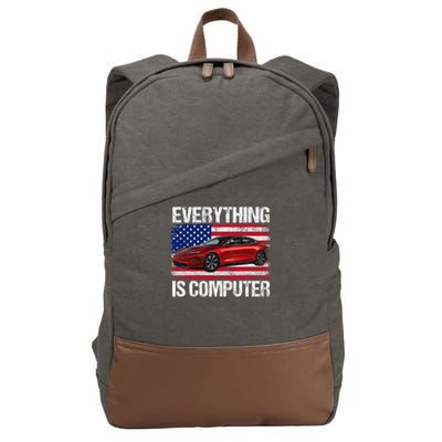 Everything Is Computer US flag Trump Everythings Computer Cotton Canvas Backpack