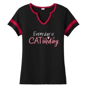 Everyday Is Caturday Cat Lover Ladies Halftime Notch Neck Tee