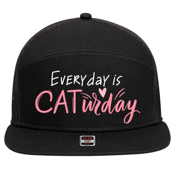 Everyday Is Caturday Cat Lover 7 Panel Mesh Trucker Snapback Hat