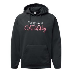 Everyday Is Caturday Cat Lover Performance Fleece Hoodie