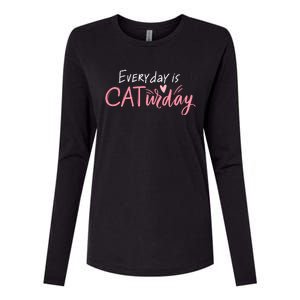 Everyday Is Caturday Cat Lover Womens Cotton Relaxed Long Sleeve T-Shirt