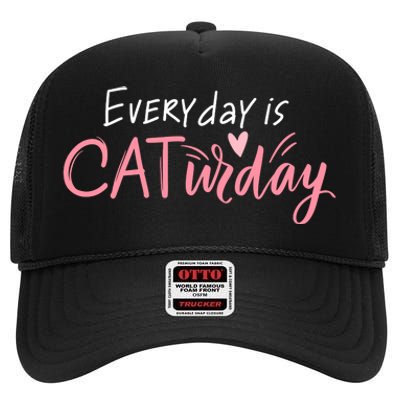 Everyday Is Caturday Cat Lover High Crown Mesh Back Trucker Hat