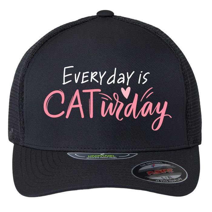Everyday Is Caturday Cat Lover Flexfit Unipanel Trucker Cap