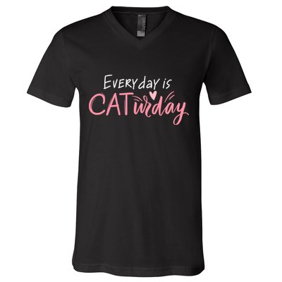 Everyday Is Caturday Cat Lover V-Neck T-Shirt