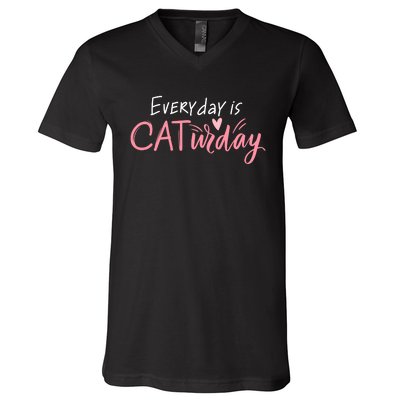 Everyday Is Caturday Cat Lover V-Neck T-Shirt