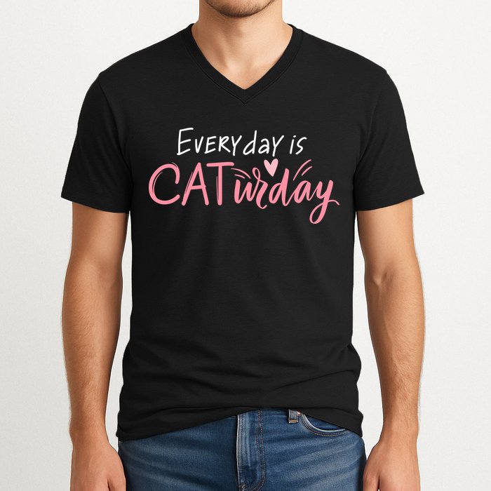Everyday Is Caturday Cat Lover V-Neck T-Shirt