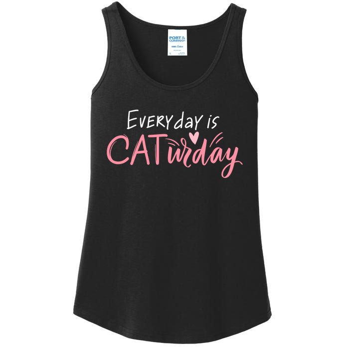 Everyday Is Caturday Cat Lover Ladies Essential Tank