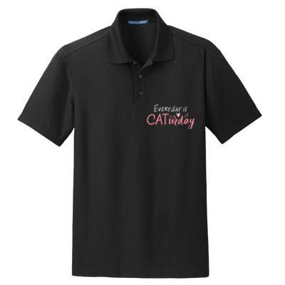 Everyday Is Caturday Cat Lover Dry Zone Grid Polo