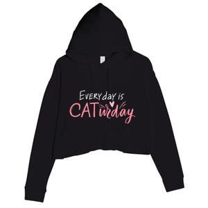 Everyday Is Caturday Cat Lover Crop Fleece Hoodie