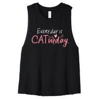 Everyday Is Caturday Cat Lover Women's Racerback Cropped Tank