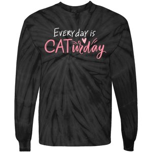 Everyday Is Caturday Cat Lover Tie-Dye Long Sleeve Shirt