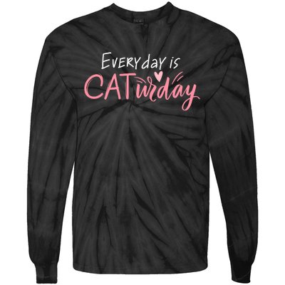 Everyday Is Caturday Cat Lover Tie-Dye Long Sleeve Shirt