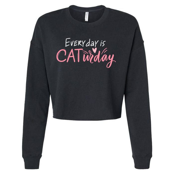 Everyday Is Caturday Cat Lover Cropped Pullover Crew