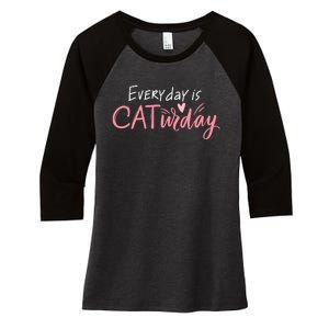 Everyday Is Caturday Cat Lover Women's Tri-Blend 3/4-Sleeve Raglan Shirt