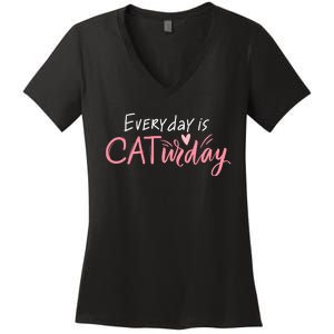 Everyday Is Caturday Cat Lover Women's V-Neck T-Shirt