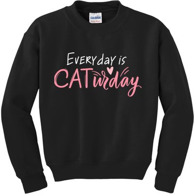 Everyday Is Caturday Cat Lover Kids Sweatshirt