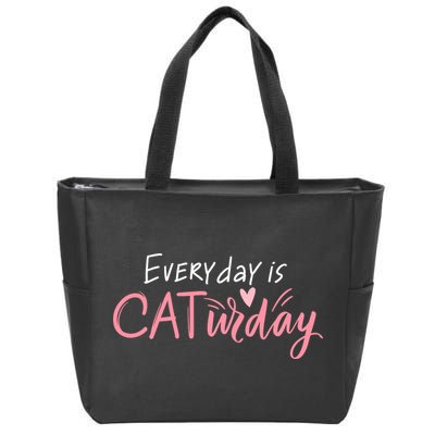 Everyday Is Caturday Cat Lover Zip Tote Bag