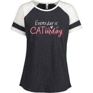 Everyday Is Caturday Cat Lover Enza Ladies Jersey Colorblock Tee