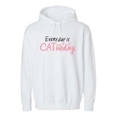 Everyday Is Caturday Cat Lover Garment-Dyed Fleece Hoodie