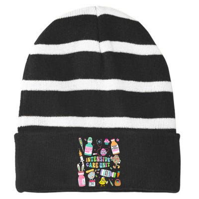 Easter Intensive Care Unit Propofol Icu Crew Nurse Easter Day Striped Beanie with Solid Band