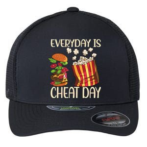 Everyday Is Cheat Day Hamburger Popcorn Fast Food Sports Gift Flexfit Unipanel Trucker Cap