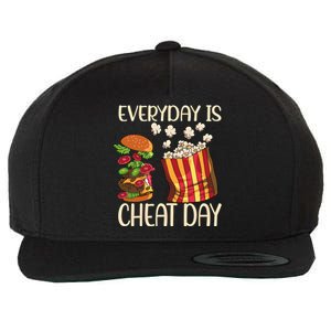 Everyday Is Cheat Day Hamburger Popcorn Fast Food Sports Gift Wool Snapback Cap