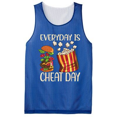 Everyday Is Cheat Day Hamburger Popcorn Fast Food Sports Gift Mesh Reversible Basketball Jersey Tank