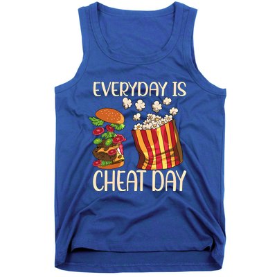 Everyday Is Cheat Day Hamburger Popcorn Fast Food Sports Gift Tank Top