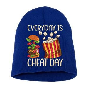 Everyday Is Cheat Day Hamburger Popcorn Fast Food Sports Gift Short Acrylic Beanie