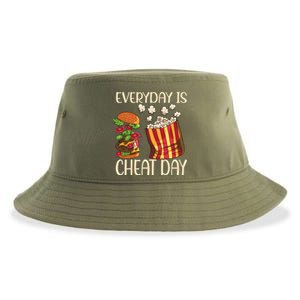 Everyday Is Cheat Day Hamburger Popcorn Fast Food Sports Gift Sustainable Bucket Hat