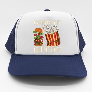 Everyday Is Cheat Day Hamburger Popcorn Fast Food Sports Gift Trucker Hat