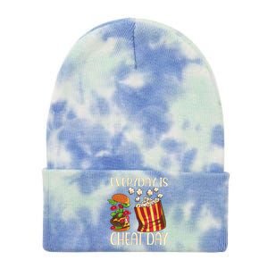 Everyday Is Cheat Day Hamburger Popcorn Fast Food Sports Gift Tie Dye 12in Knit Beanie