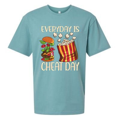 Everyday Is Cheat Day Hamburger Popcorn Fast Food Sports Gift Sueded Cloud Jersey T-Shirt